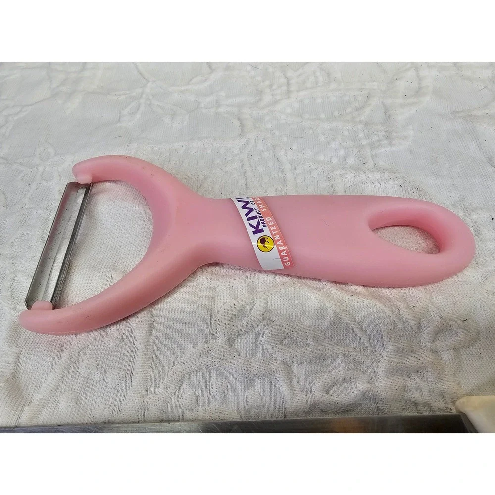 Forever Sharp Update Kiwi Knife Peeler Set 3pc Pink Black Cream Good Serrated